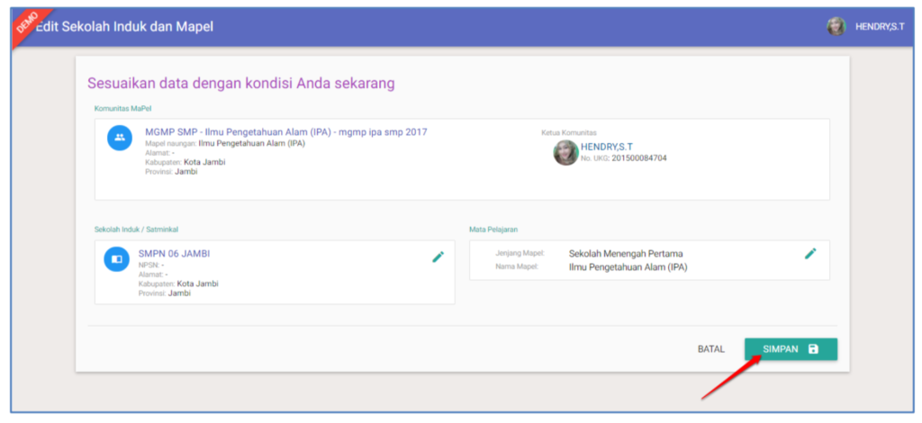 Penyesuaian Data Mapel dengan kondisi terbaru