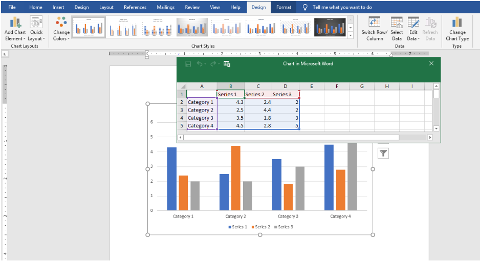 cara membuat grafik di word