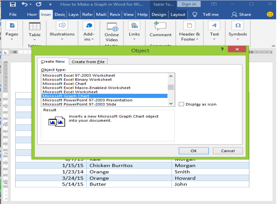 cara membuat grafik di word